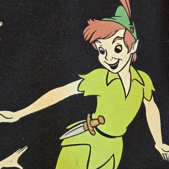 Disney Peter Pan Short Sleeve T-shirt Black with Colored Graphics Women size L - Picture 7 of 10